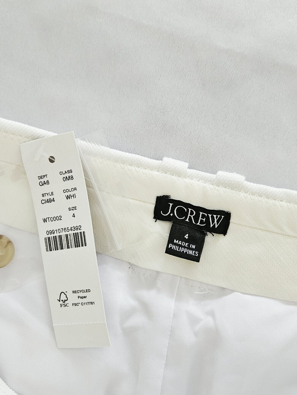J. Crew Pleated 9" Trouser Shorts White Linen Blend Belted 4 NWT - Picture 6 of 12